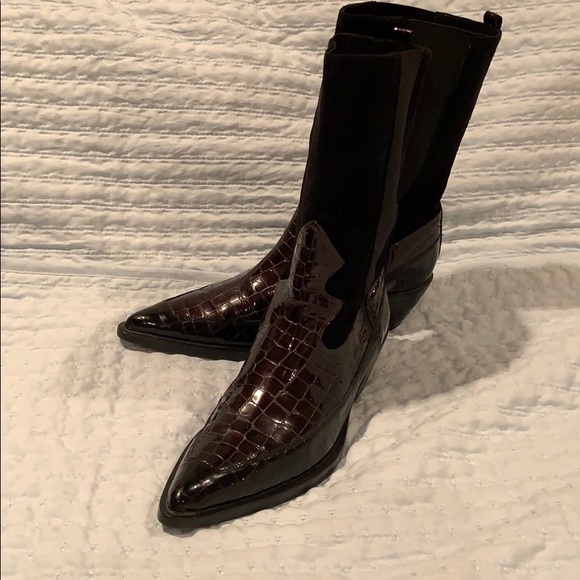 Van Eli Shoes - Van Eli Black/Brown Patent Leather/Suede,  Size 9N